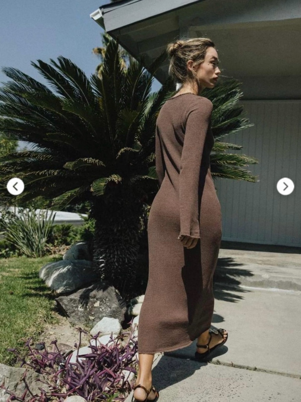 Zara Brown Long-Sleeve Maxi Dress